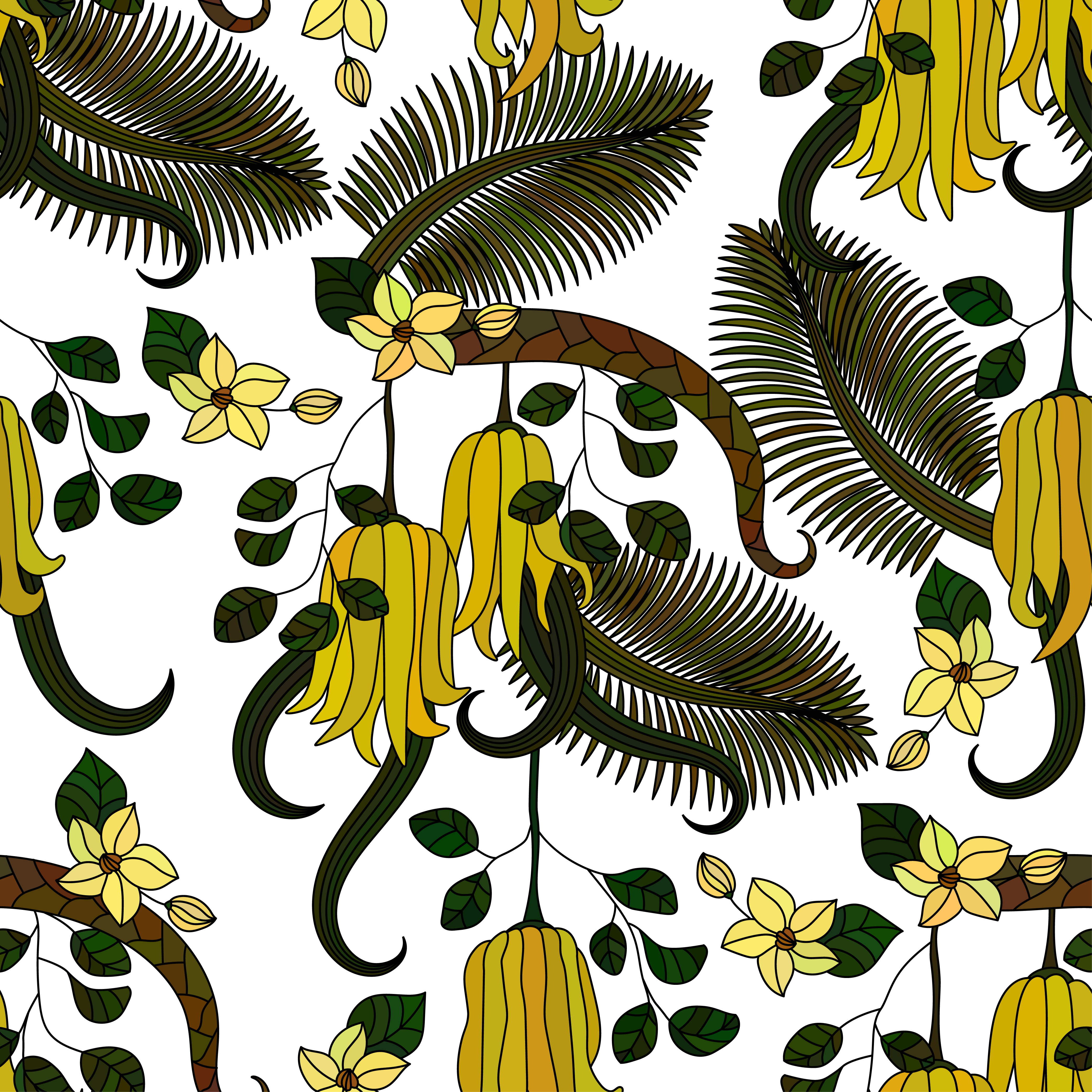 Seamless,Pattern,With,Tropical,Plants,,Flowers,And,Citron,Buddha,S