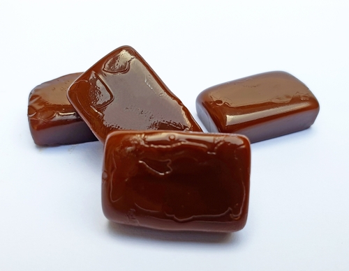 Coffee,Caramel,Toffee,Candies,Isolated,On,White,Background.